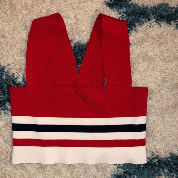 LF Tops - LF RED AND WHITE  CROP TOP